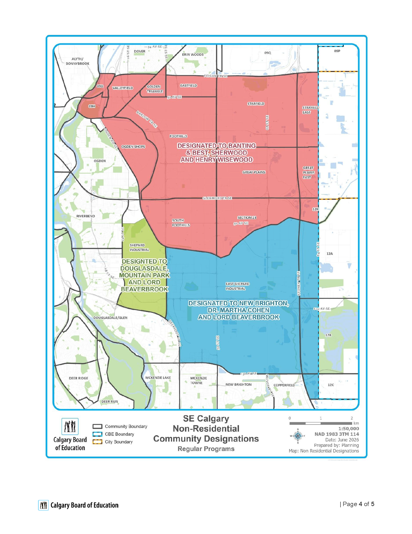 20260615 School Designations for Southeast Calgary Non Residential Communites Page 4 - Map